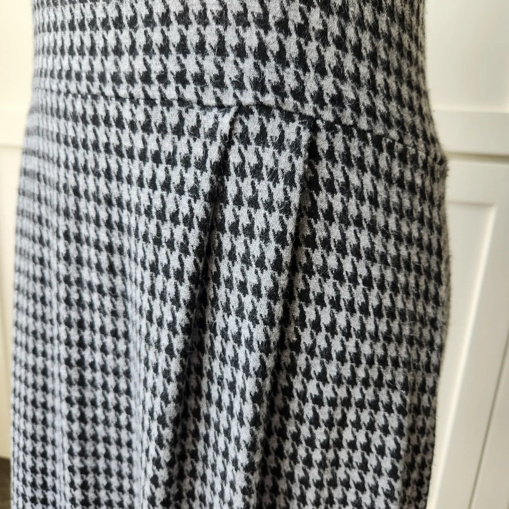 Banana Republic Houndstooth Checkered Dress Black Gray Short Sleeves Medium - Picture 10 of 14